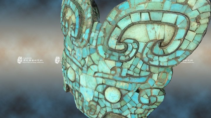 鑲嵌綠松石獸面飾 Bridle ornament with turquoise(R001195) 3D Model