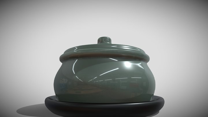 Plato Y Caldero Ceramica 3D Model