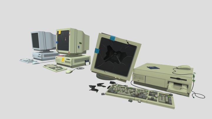 OLD BROKEN DESTROYED COMPUTER 3D Model