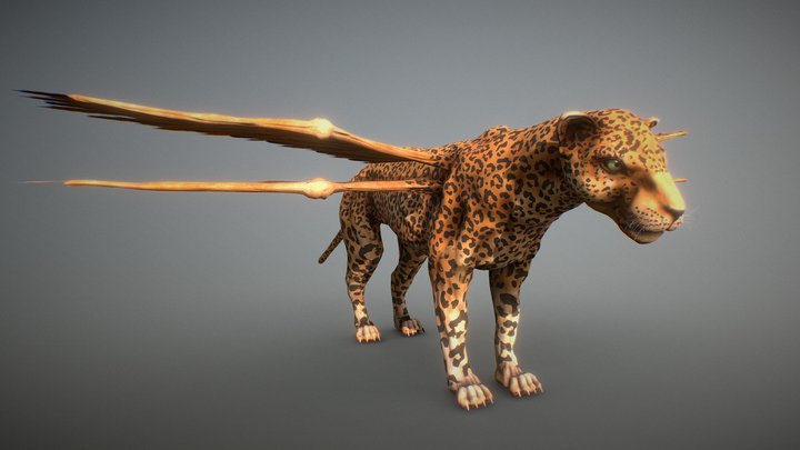 Winged leopard 3D Model