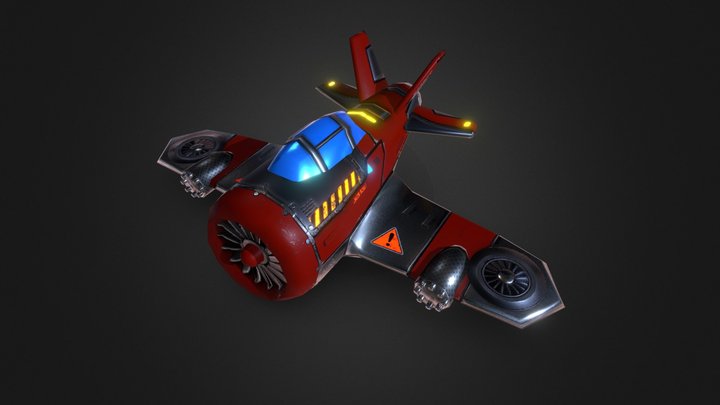 Sci-Fi Biplane (Low Poly, PBR & Game Ready) 3D Model