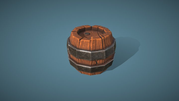 Stylized Barrel (lowpoly): Modular Dungeon pack 3D Model
