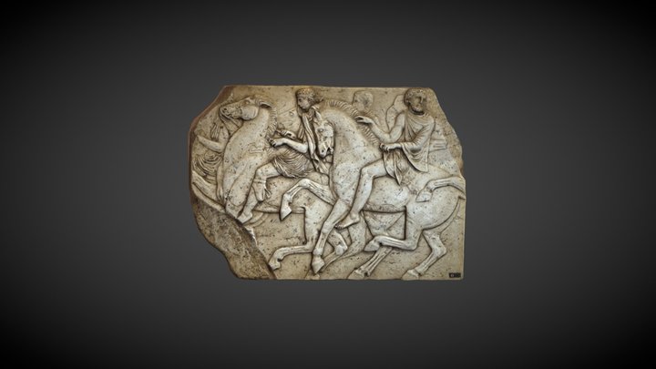 Escena Ecuestre en Bajorrelieve 3D Model