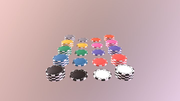 Jetons de Poker Casino Chip Set 3D Model for Blender 3D model