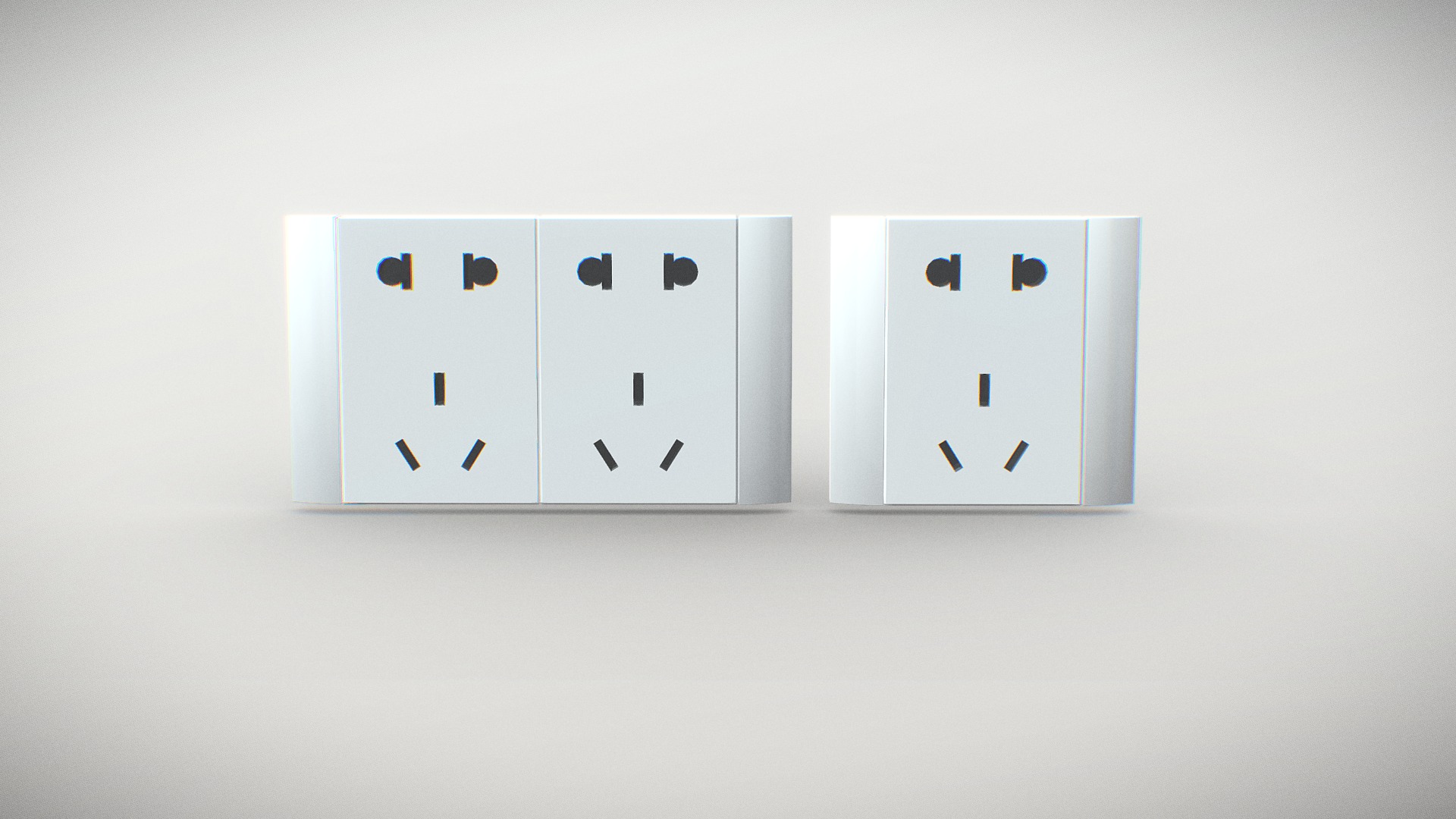 3D model Chinese Power Socket - This is a 3D model of the Chinese Power Socket. The 3D model is about a couple of white rectangular objects with black numbers on them.
