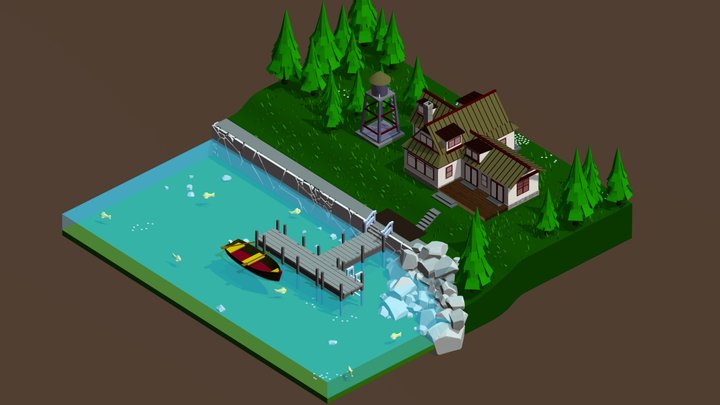 Lake house scene (Ver. 04) 3D Model