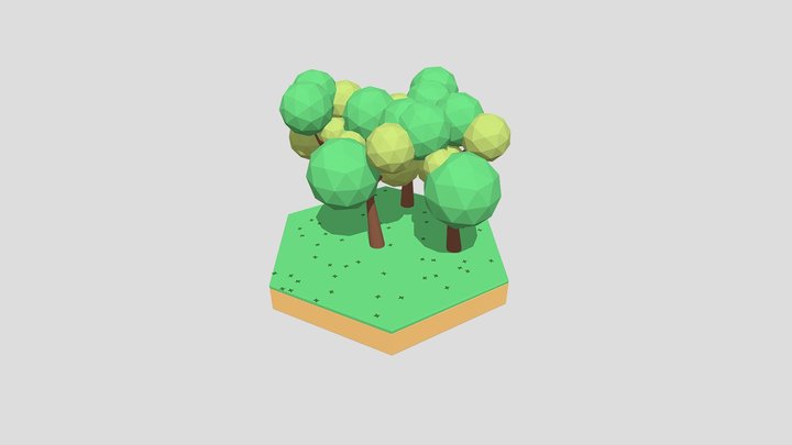 HexaWorld - Green + Trees (Type 1) 3D Model
