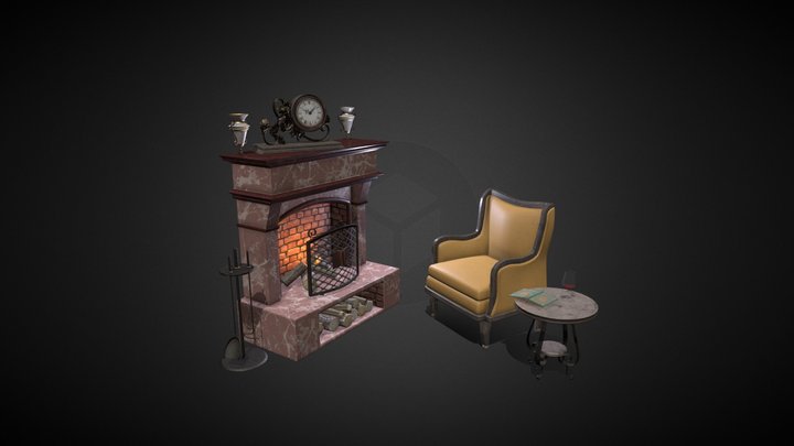 Fireplace scene 3D Model