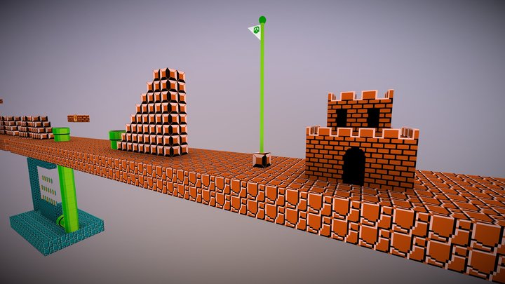 Super Mario Bros. Level 1 - 1 3D Model