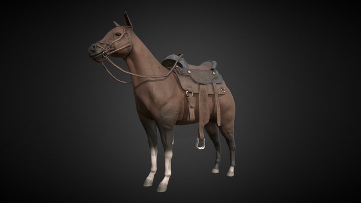 CowBoy Horse GameReady Model 3D Model