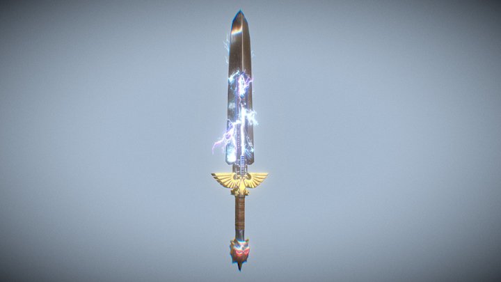 Power sword with lightings 3D Model