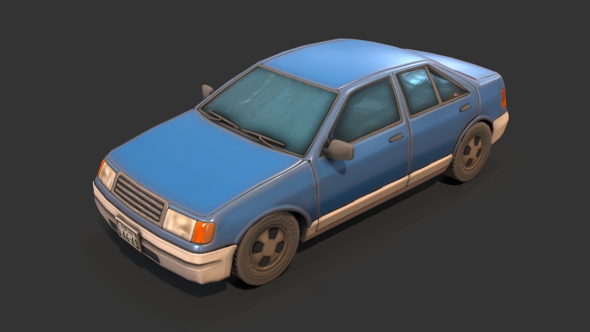 3D model Simple Car - This is a 3D model of the Simple Car. The 3D model is about a small blue car.