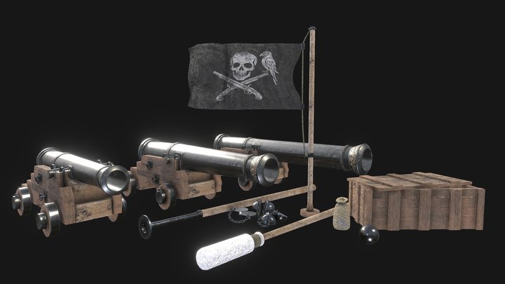 Pirate Artillery Pack – Game Ready 3D Model 3D Model