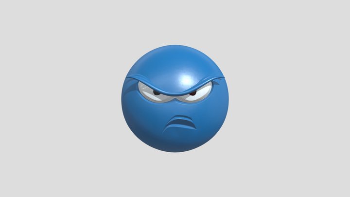 ANGRY BLUE EMOJI 3D Model