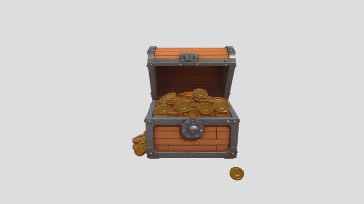 Pirate Treasure Chest Overflowing with Gold 3D Model