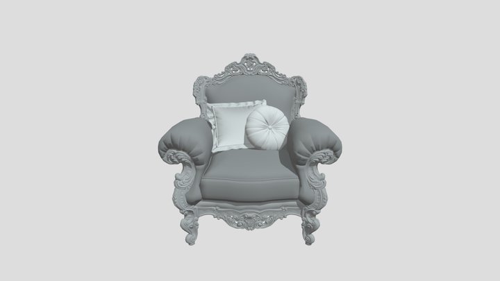 Baroque upholstered armchair by Modenese 3D Model