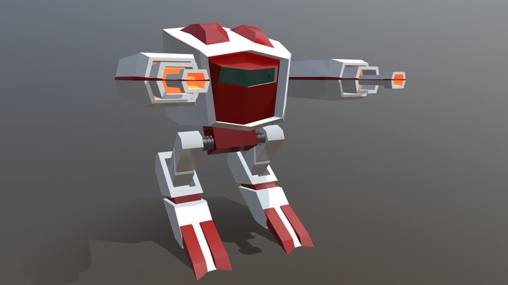 Mecha Low Poly 3D Model