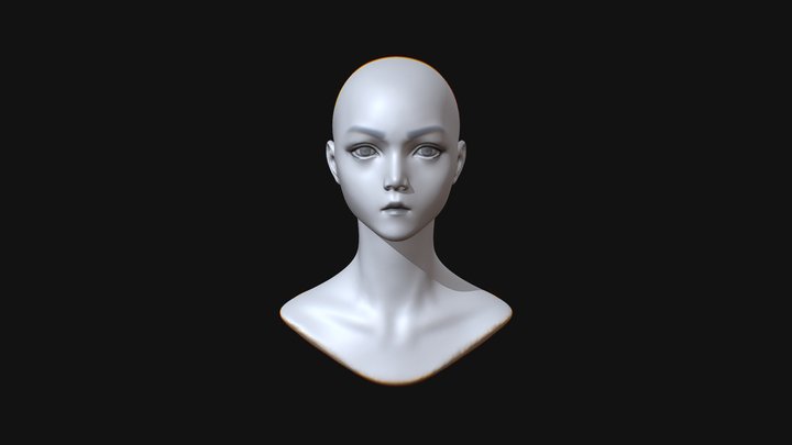 free Cute girl face 3D Model