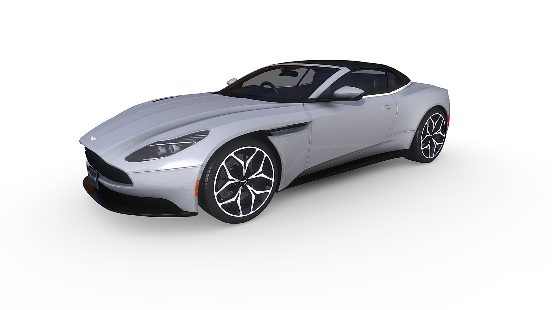 3D model Aston Martin DB11 Volante 2019 - This is a 3D model of the Aston Martin DB11 Volante 2019. The 3D model is about a silver sports car.