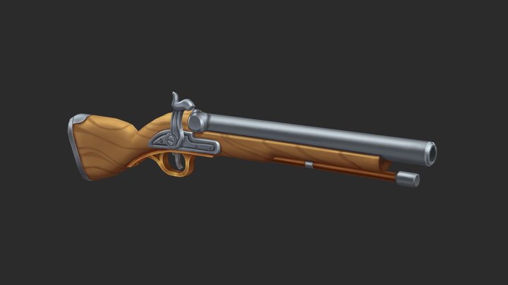 Hand-Painted Stylized Pirate Musket 3D Model