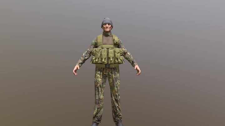 Insurgent. Low poly Game ready 3D Model