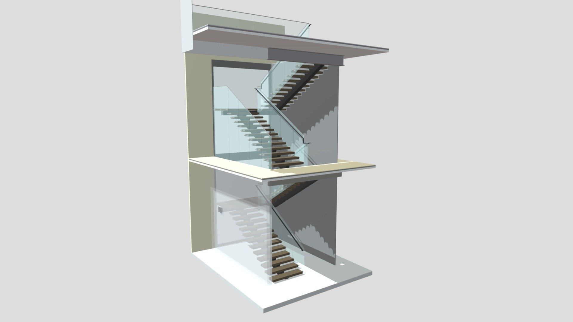 Int. Single Stringer and Glass Rails - Banx - Download Free 3D model by ...