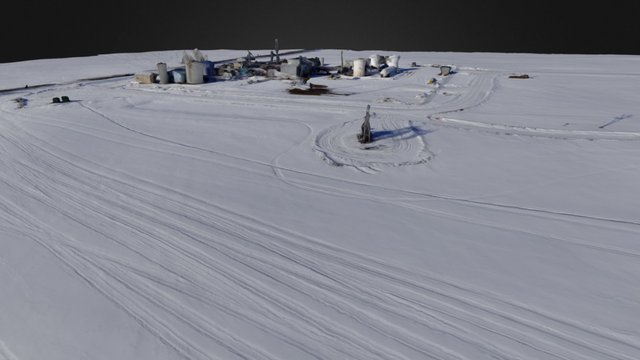 Oil and Gas Facility in the snow 3D Model