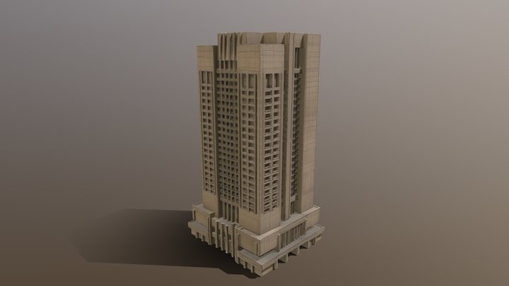 Colossal Brutalist Skyscraper 04 3D Model