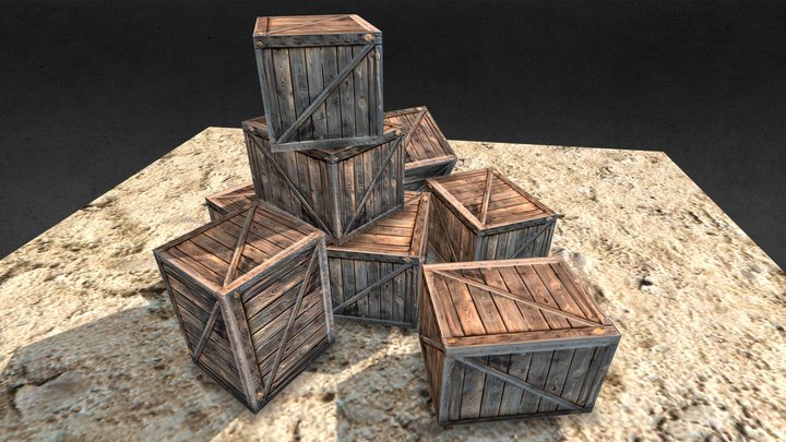 Wooden boxes on the ground 3D Model
