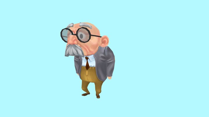 Hand Painted Lowpoly GrandPa 3D Model