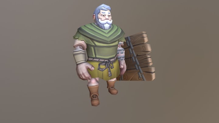 Old Man with Shield 3D Model