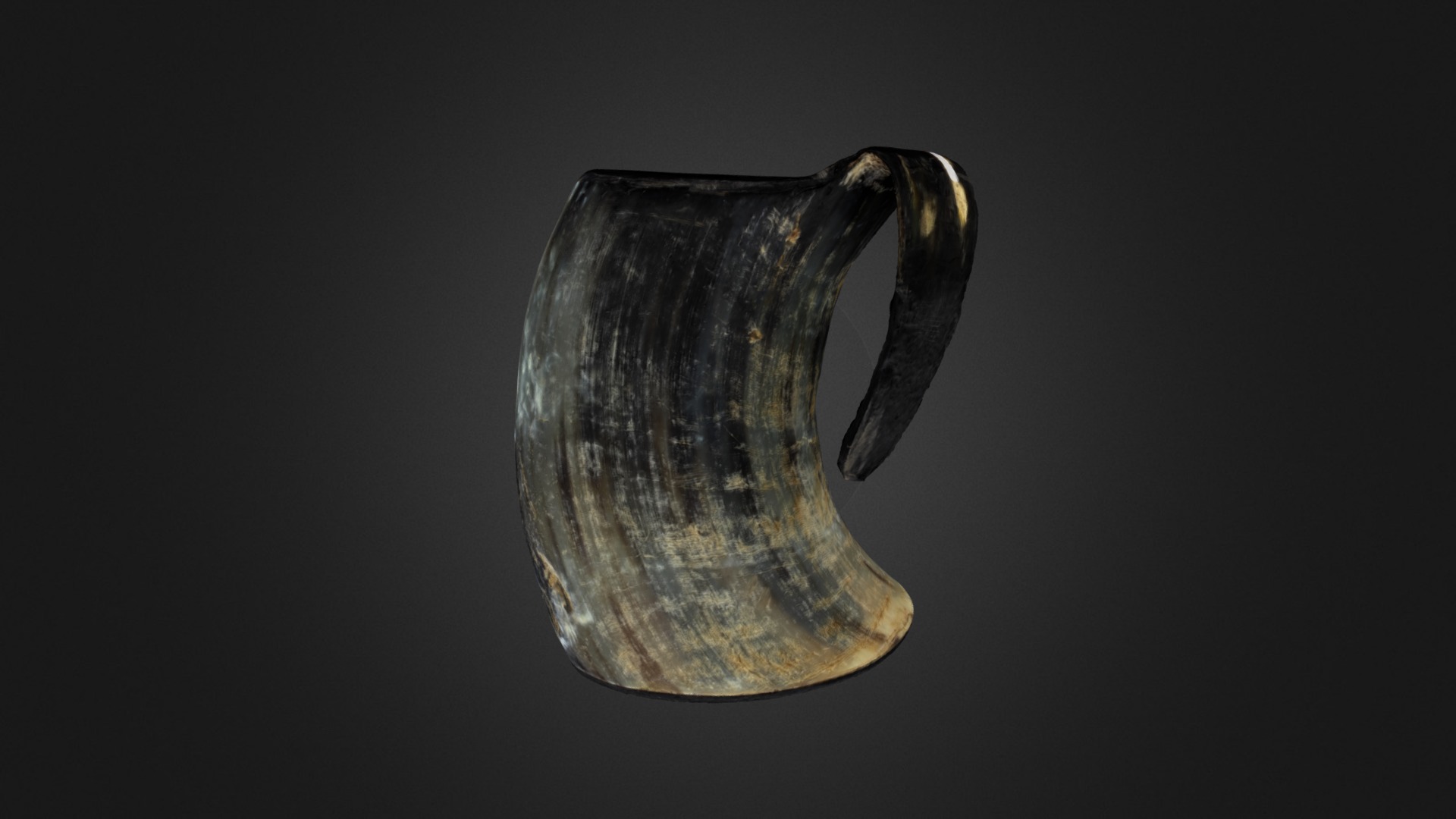 3D model Horn mug of water buffalo - This is a 3D model of the Horn mug of water buffalo. The 3D model is about a metal pitcher with a handle.