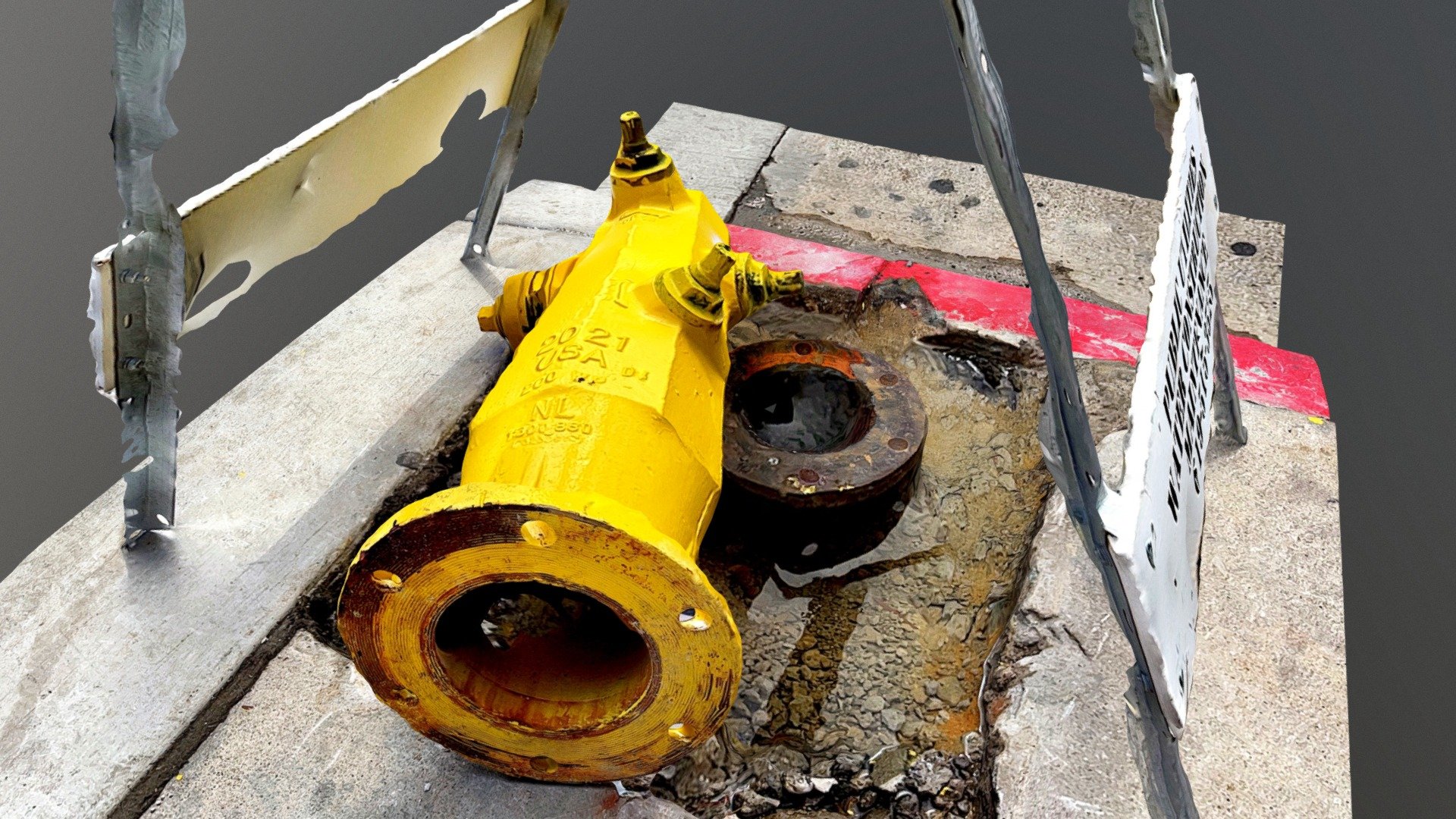 Fallen hydrant