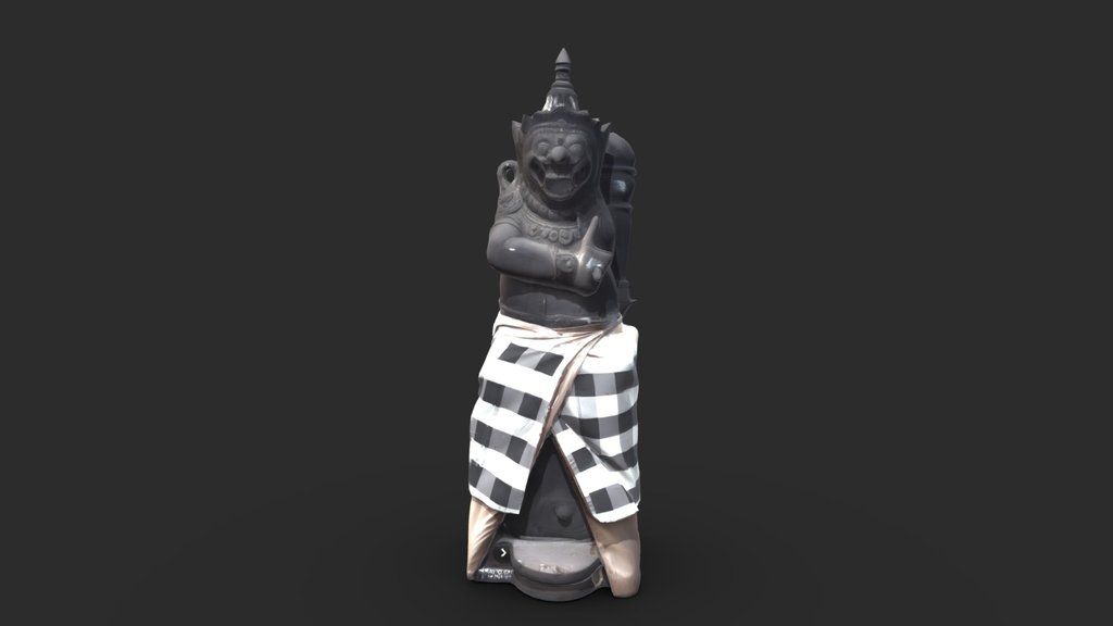 Balinese Stone Guardian with Poleng