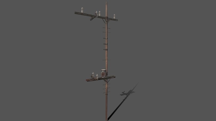 末日废土风格电线杆 3D Model