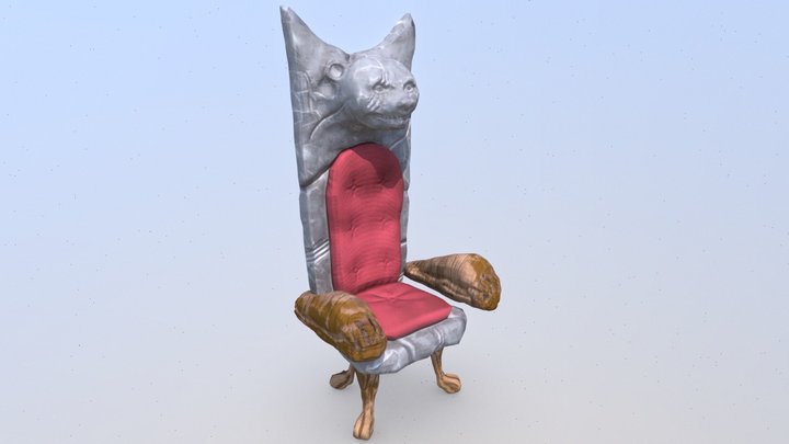 Thrones in stone, themed bear 3D Model