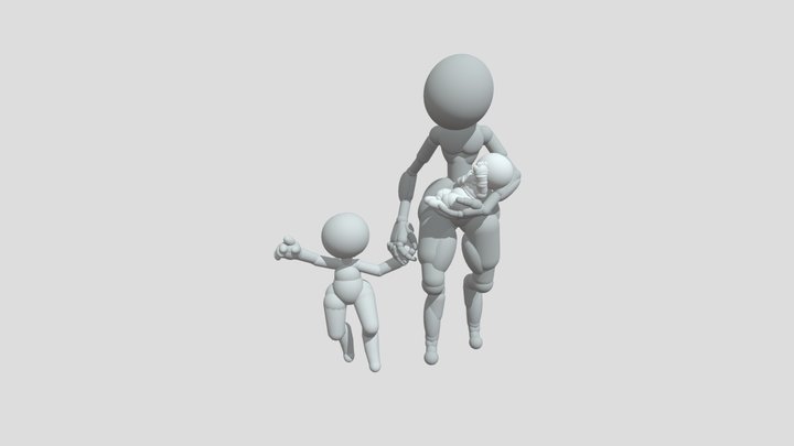 family walk 3D Model