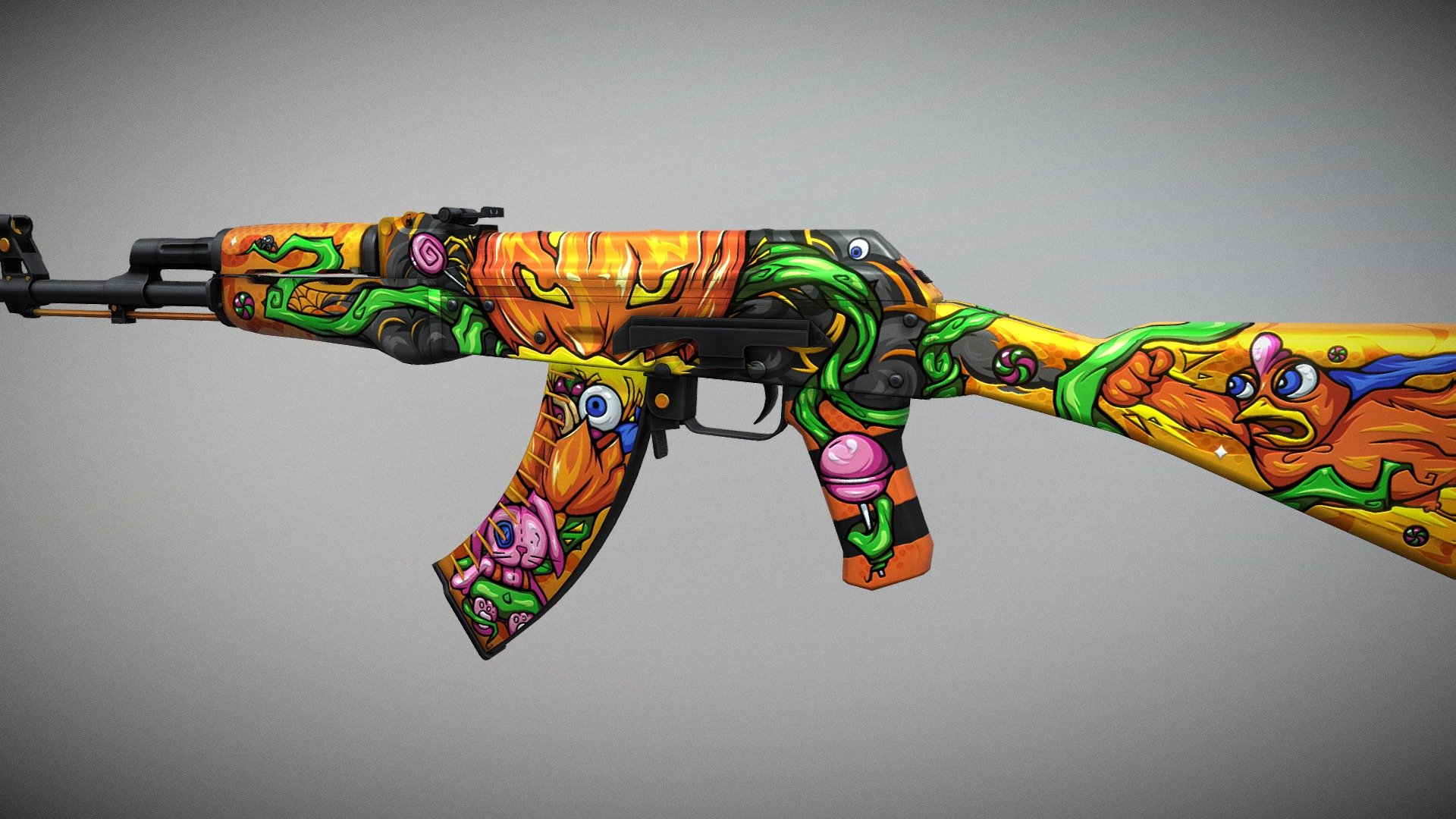 Ak 47 Gun Colourful Animation Wallpaper Download