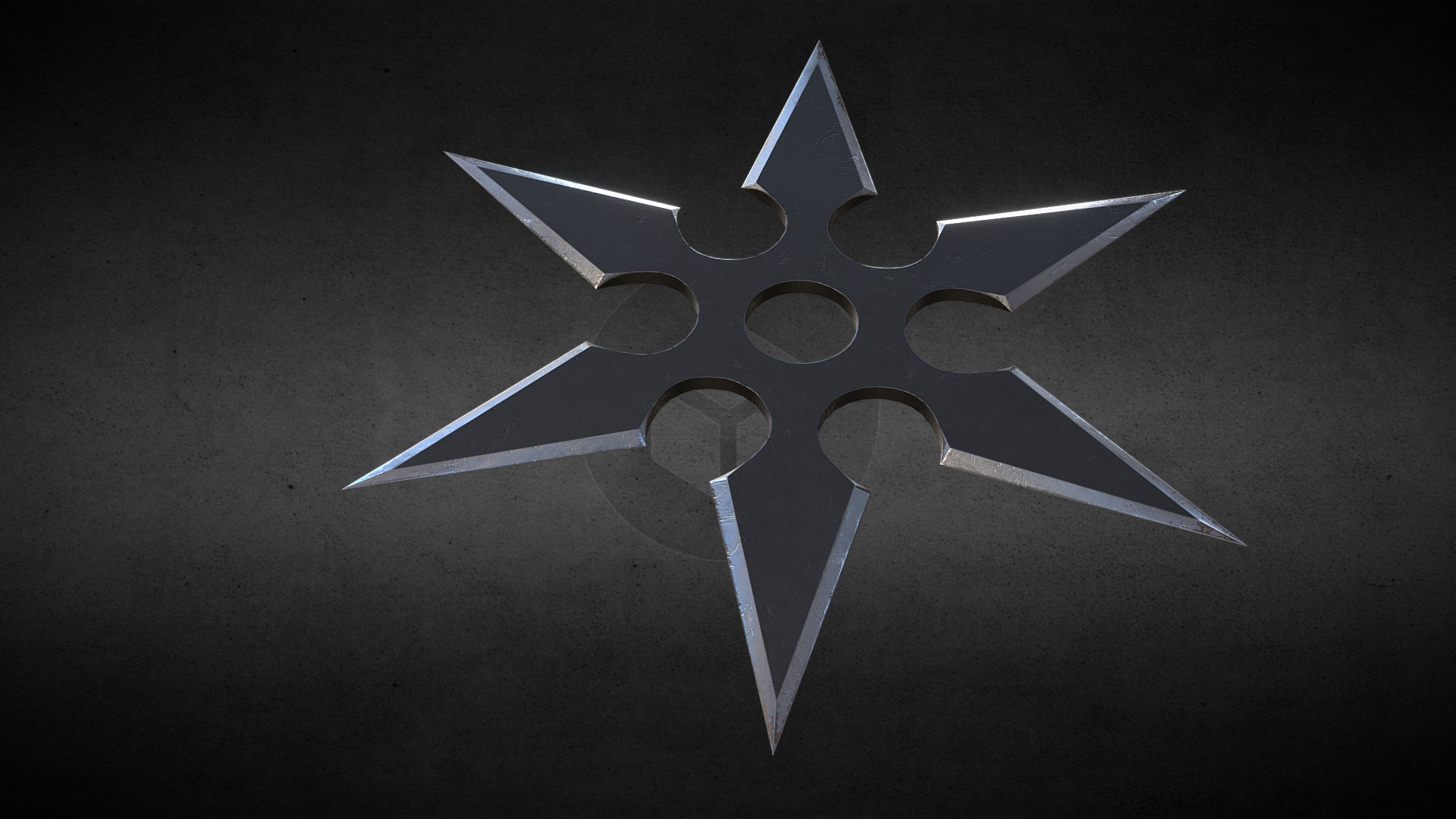 3D model Ninja’s Shuriken 1 - This is a 3D model of the Ninja's Shuriken 1. The 3D model is about a white star with a black background.