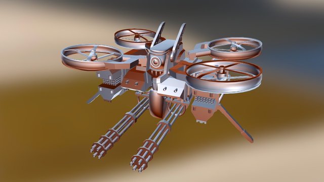 Drone Quadri Gunner 3D Model