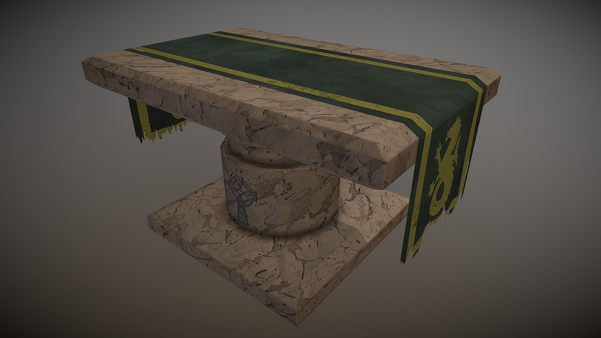 3D model Medieval stone table vol 2 - This is a 3D model of the Medieval stone table vol 2. The 3D model is about a box with a design on it.