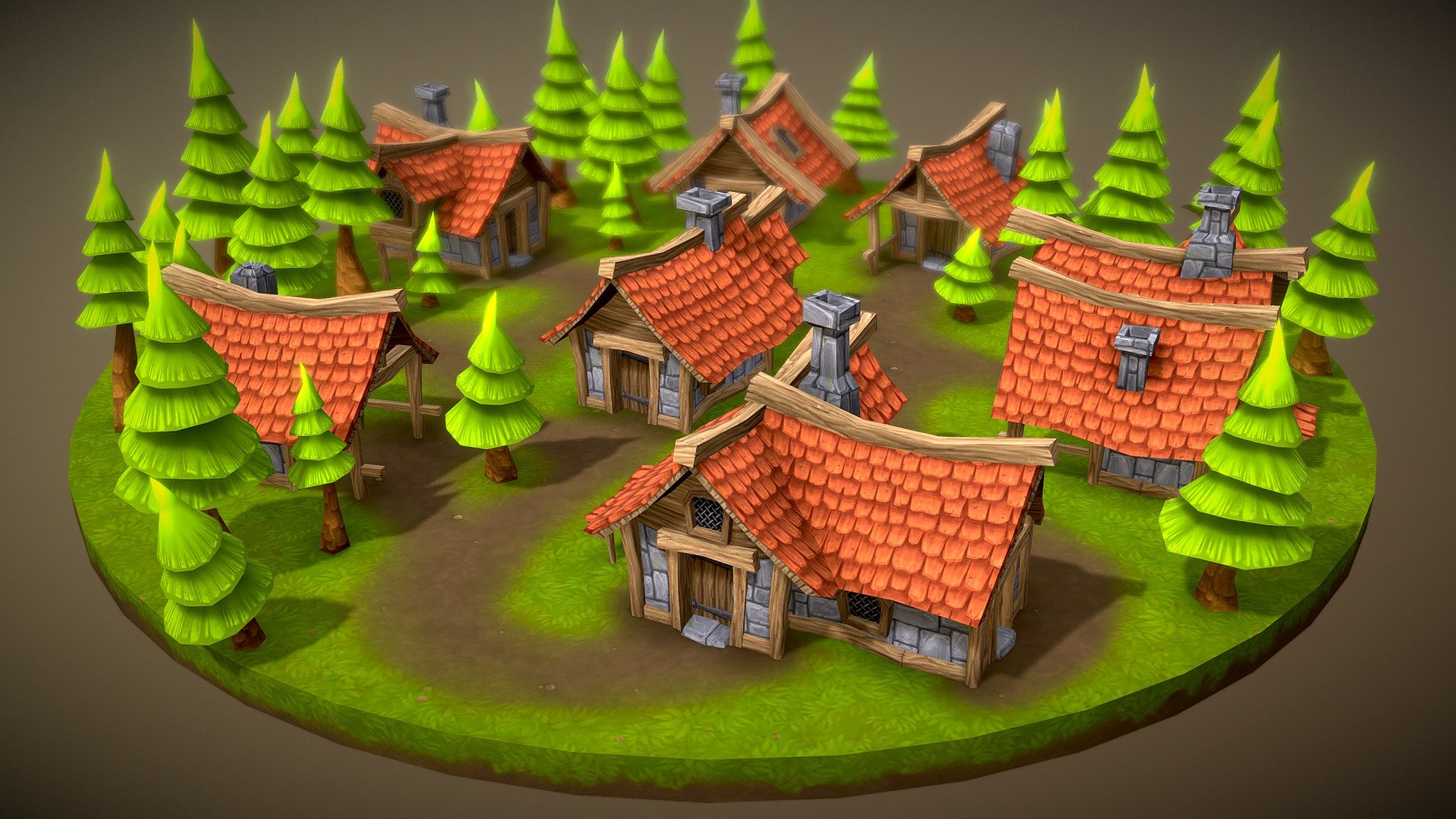 Lowpoly Toon Village