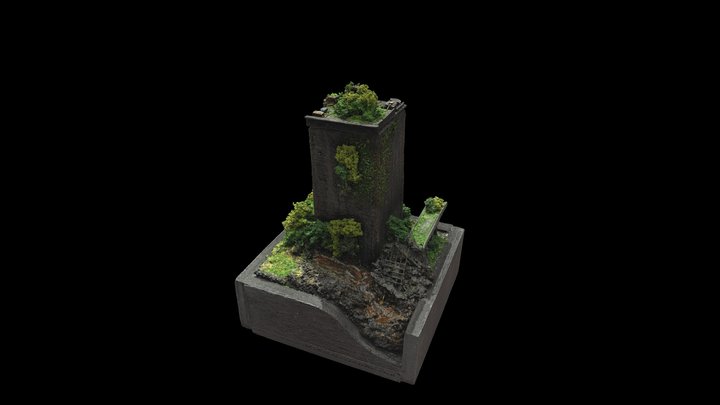 Post apocalyptic skyscraper diorama (lq) – Gratis 3D-model STL