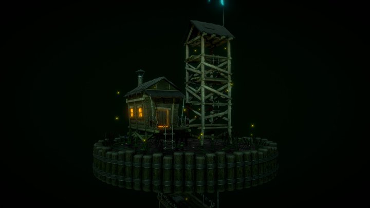 Swamp Cabin Diorama 3D Model