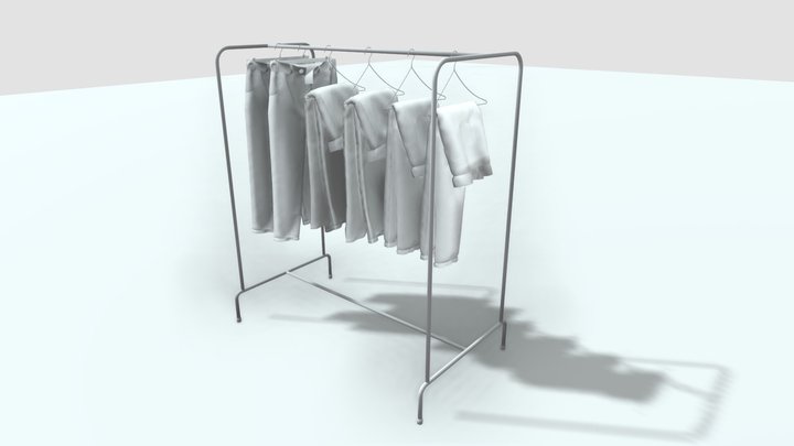 Hanged jeans Rack 3D model 3D Model