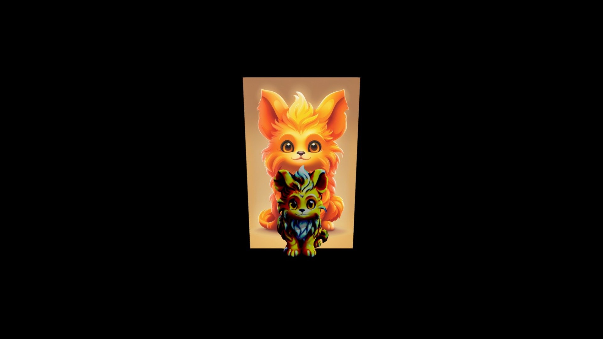 cartoon orange cat with big eyes sitting on a b Download Free 3D