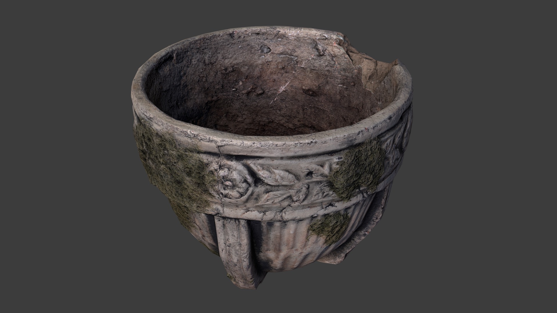 3D model Old Garden Pot - This is a 3D model of the Old Garden Pot. The 3D model is about a close-up of a stone.