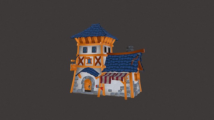 Low Poly Cartoon House 3D Model
