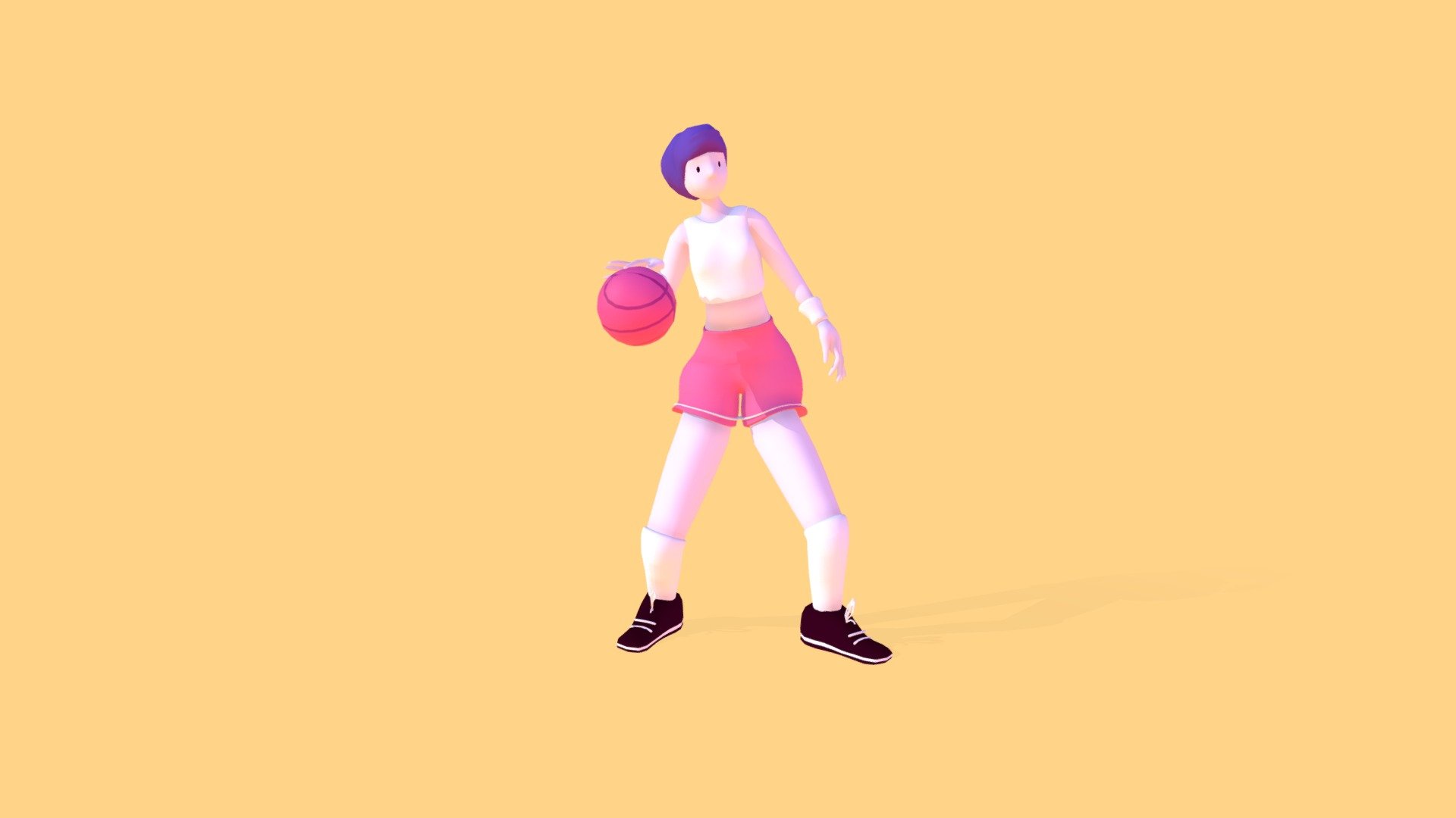 Cartoon Basketball Woman Character