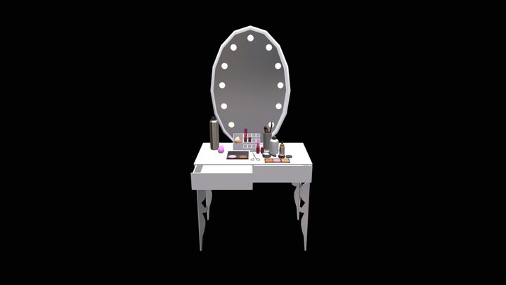 Makeup Table--Low poly 3D Model
